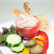 夏野菜とレバーペーストのオードブル調理例